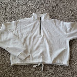 American Eagle Ahh-Mazingly Soft Cropped White 1/4 Zip Sweatshirt Size XS